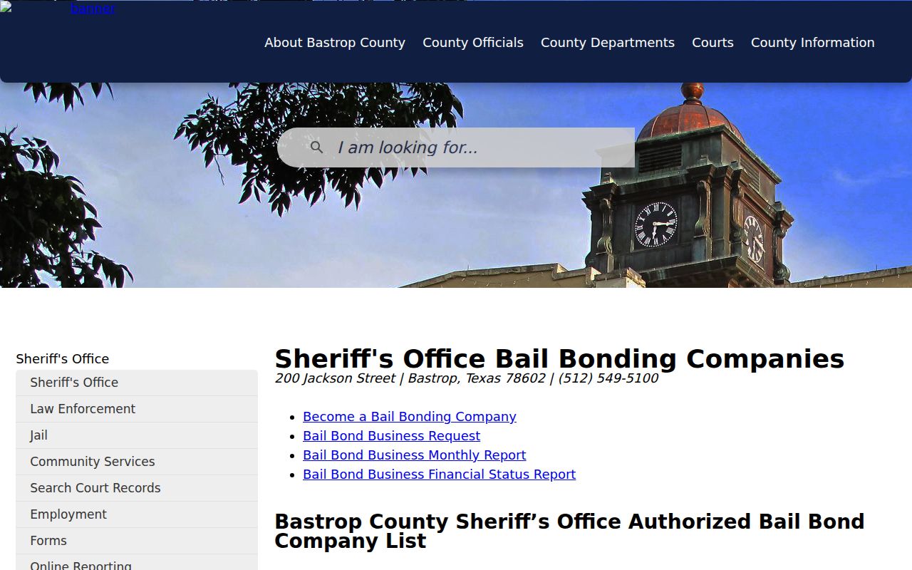Bastrop County warrant bond information from the Sheriff
